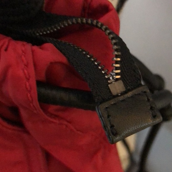 Burberry Authentic Nylon Leather Tote In Red w/ Black Buckleigh As-is condition - Picture 8 of 9